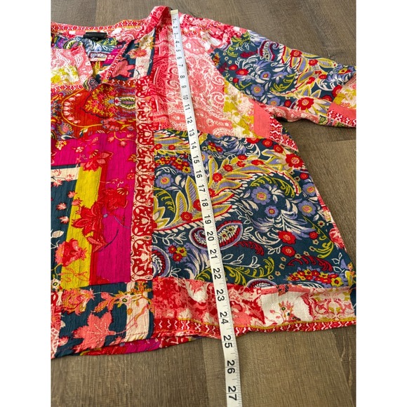 Jones New York Womens Size 2X Multicolor Patchwork Long Sleeves Tunic Blouse Top - Picture 8 of 12